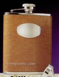 Light Leather Flask W/ Blank Plates