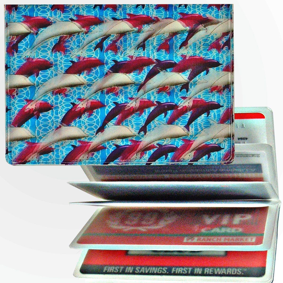 3d Lenticular Id / Credit Card Holder (Flying Dolphins)