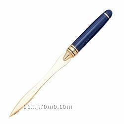 Blue Glossy Finish Triple Gold Band Letter Opener