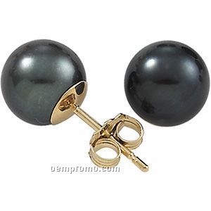 Ladies' 14ky 5mm Black Cultured Pearl Earring