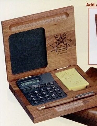Wood Desk Calculator Set
