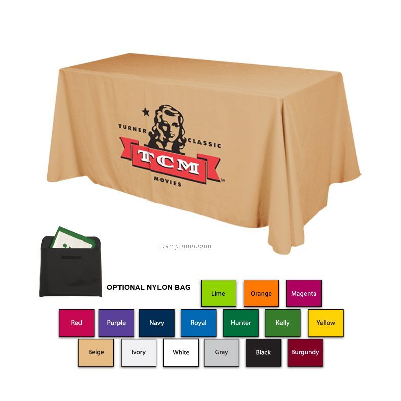 6' Polyester Table Cloth W/4 Side Coverage (Imprinted)