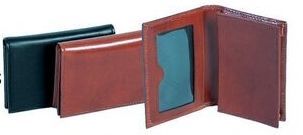 Brown Embossed Calf Leather Ostrich Magnetic Card Case