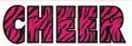 Cheer Logo In Stock Ink Transfers In Fuchsia Pink Zebra Stripe Print