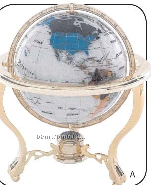 Kassel 8-5/8" Diameter Semi-precious Stone Globe W/ White Oceans