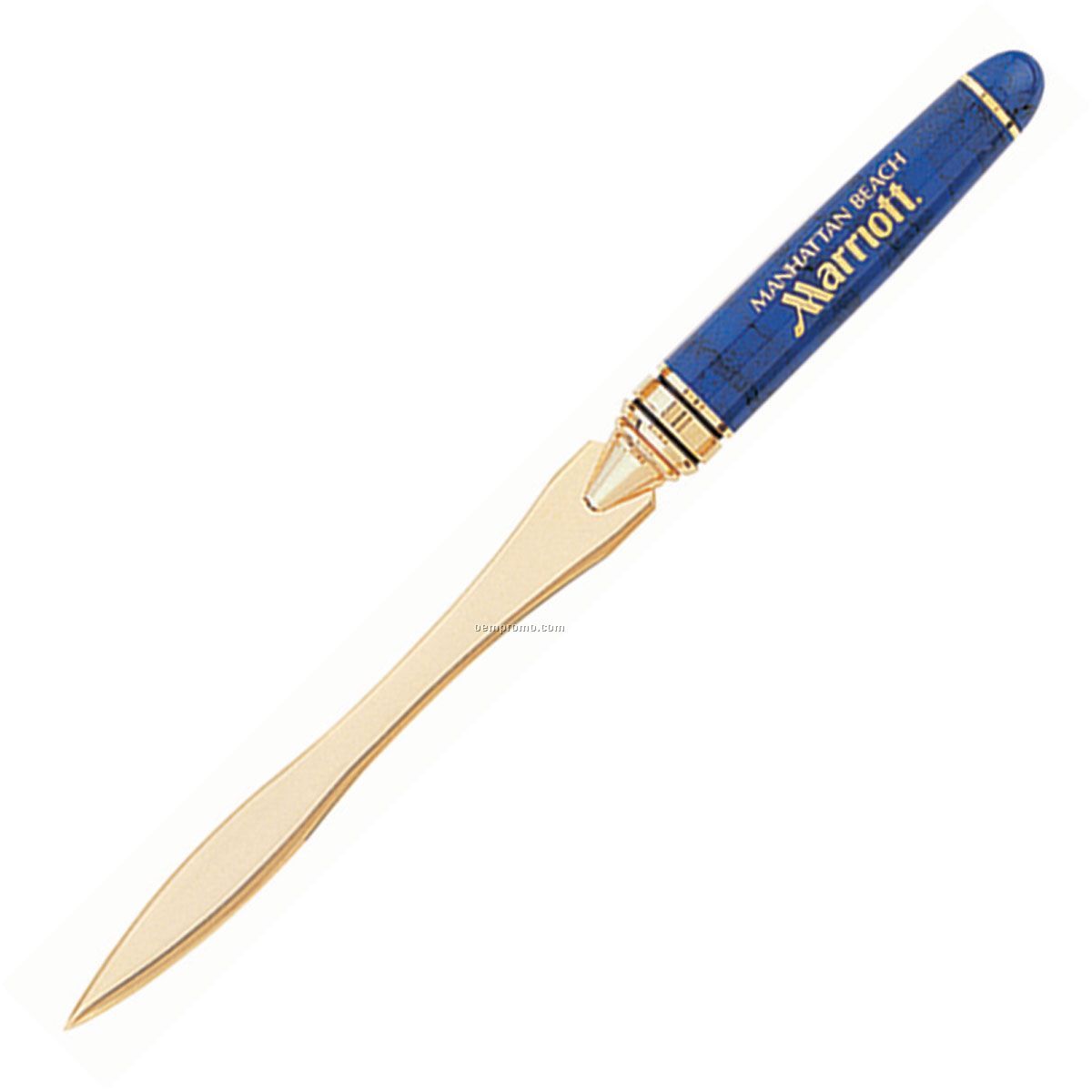 Marble Blue And Gold Two Tone Letter Opener, Heavy Weight Construction
