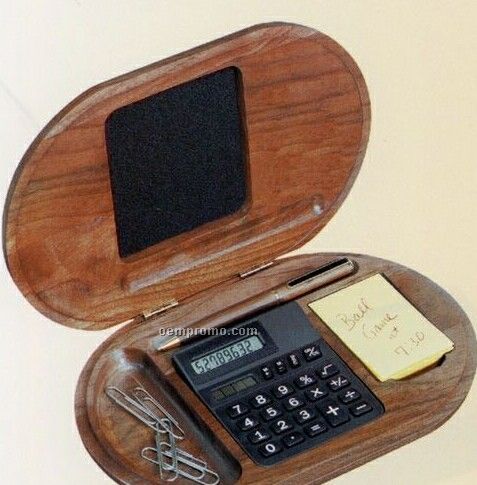 Deluxe Wood Desk Calculator Set