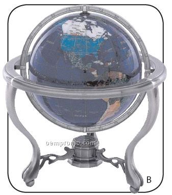 Kassel 8-5/8" Diameter Semi-precious Stone Globe W/ Dark Blue Oceans