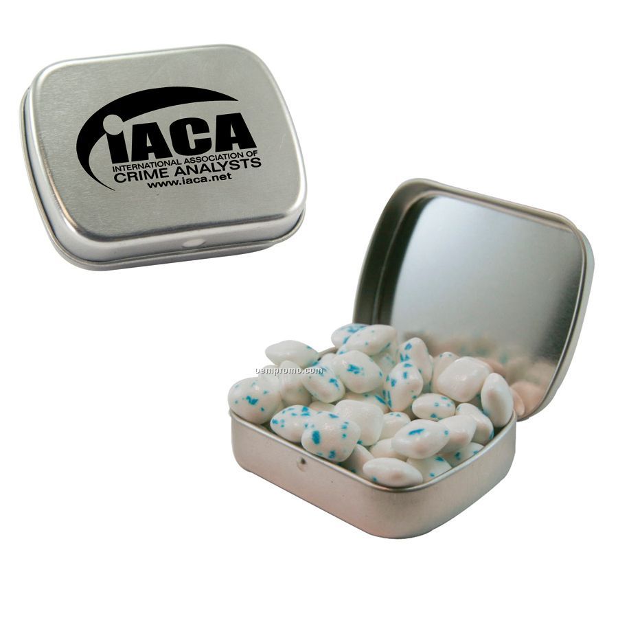 Small Silver Mint Tin Filled With Sugar Free Gum