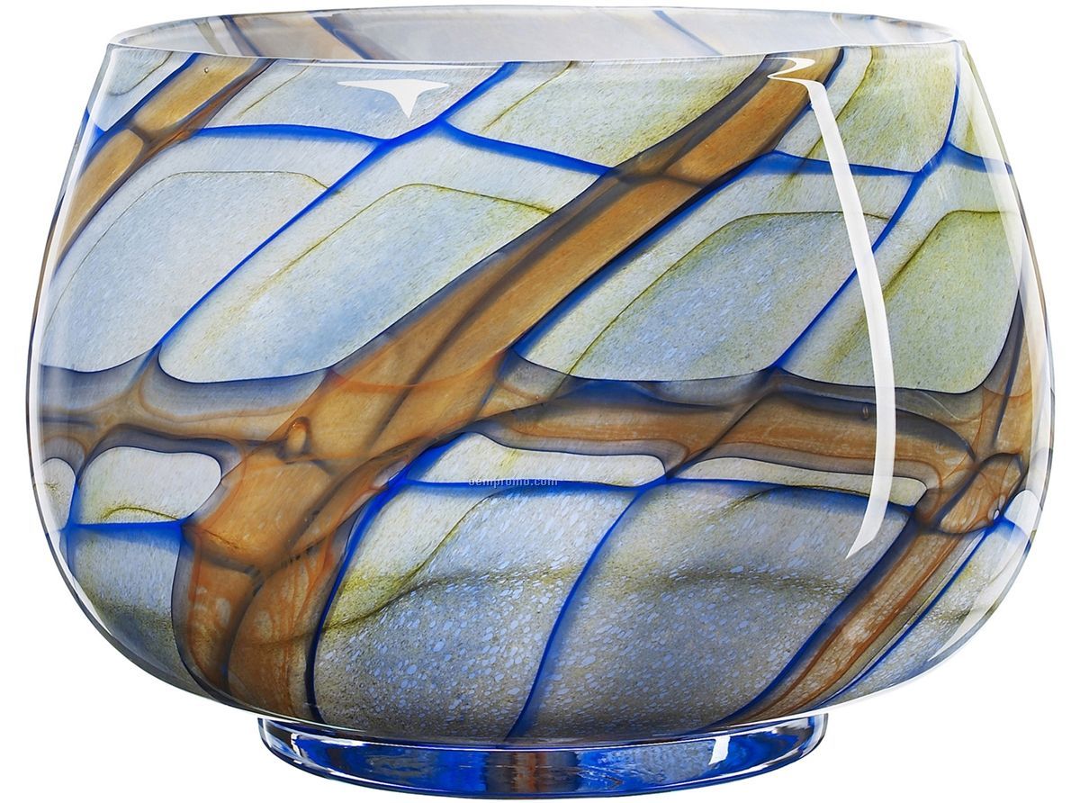 Vivienne Checkered Glass Bowl By Ludvig Lofgren (Blue)