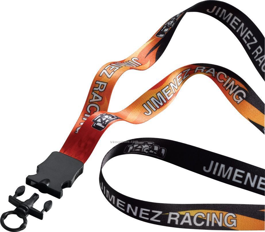 3/4" Dye Sublimated Lanyard With Plastic Snap Buckle Release & O-ring