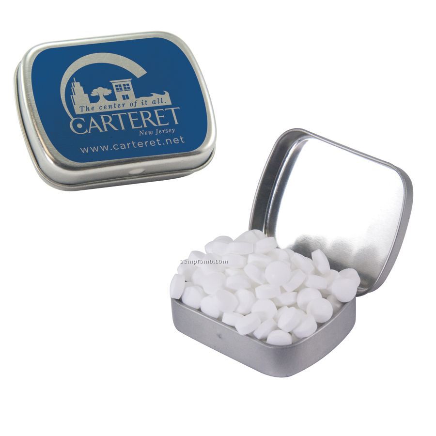 Small Silver Mint Tin Filled With Sugar Free Mints