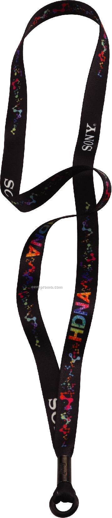 1/2" Rpet Dye Sublimated Lanyard With Metal Crimp & Rubber O-ring