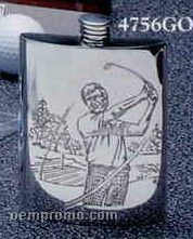 6 Oz. Flask With Embossed Golf Scene