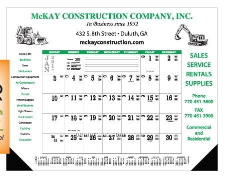 Contractor's 12-sheet Desk Pad Calendar (Prices Eff. After 5/1)