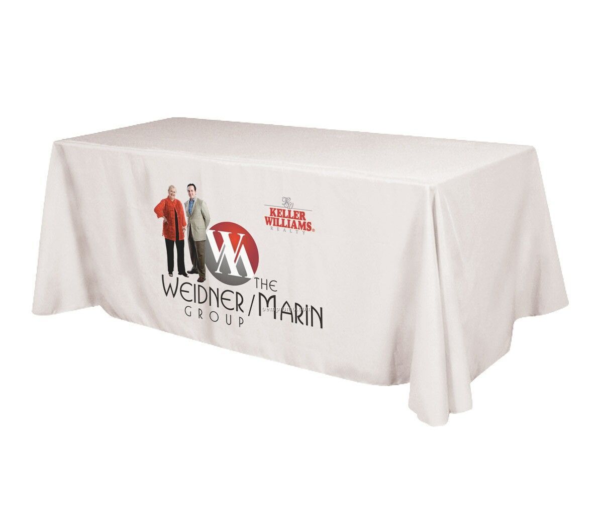 Polyester Table Cover On 3 Sides With Open Back And Dye Sub Imprint - 6'