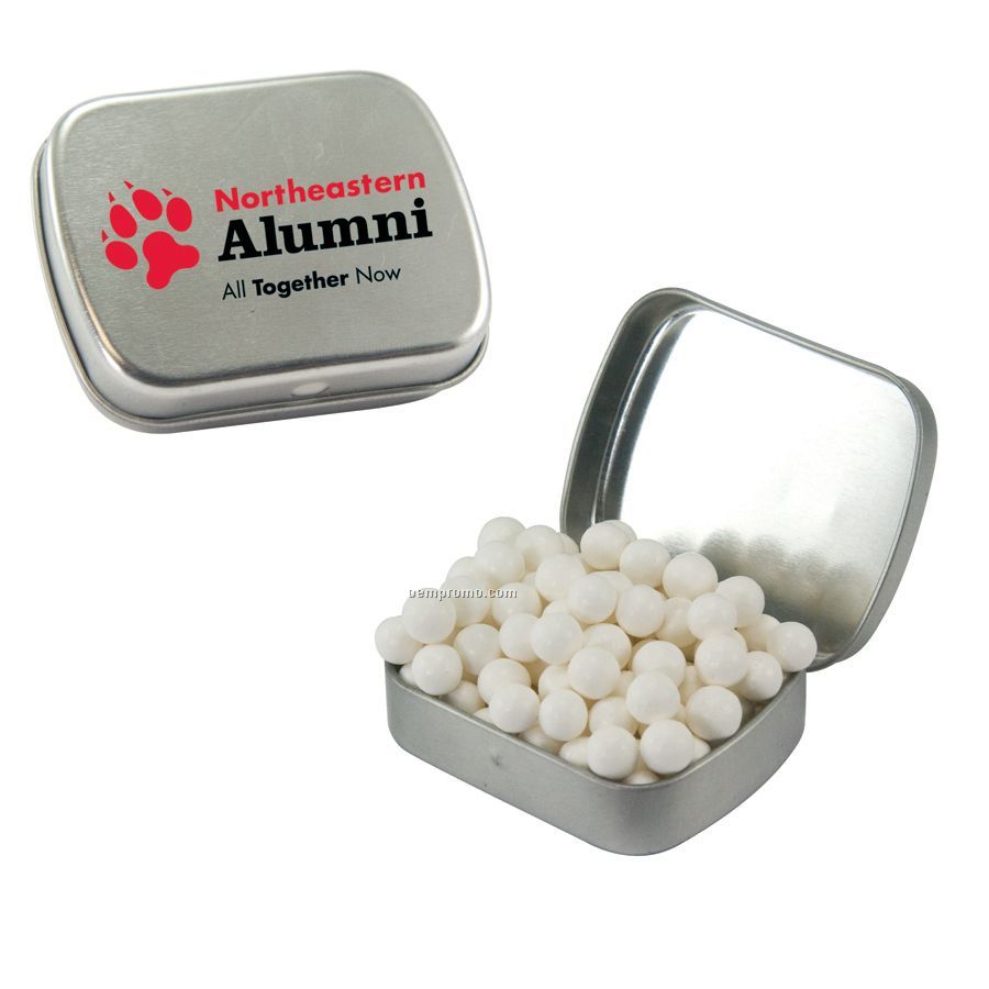 Small Silver Mint Tin Filled With Signature Peppermints