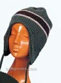 Acrylic Winter Knit Helmet Cap W/ Stripe