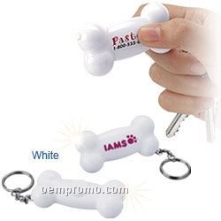 White Dog Bone Light Up Keychain