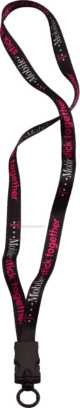 1/2" Rpet Dye Sublimated Lanyard W/ Plastic Snap Buckle Release & O-ring
