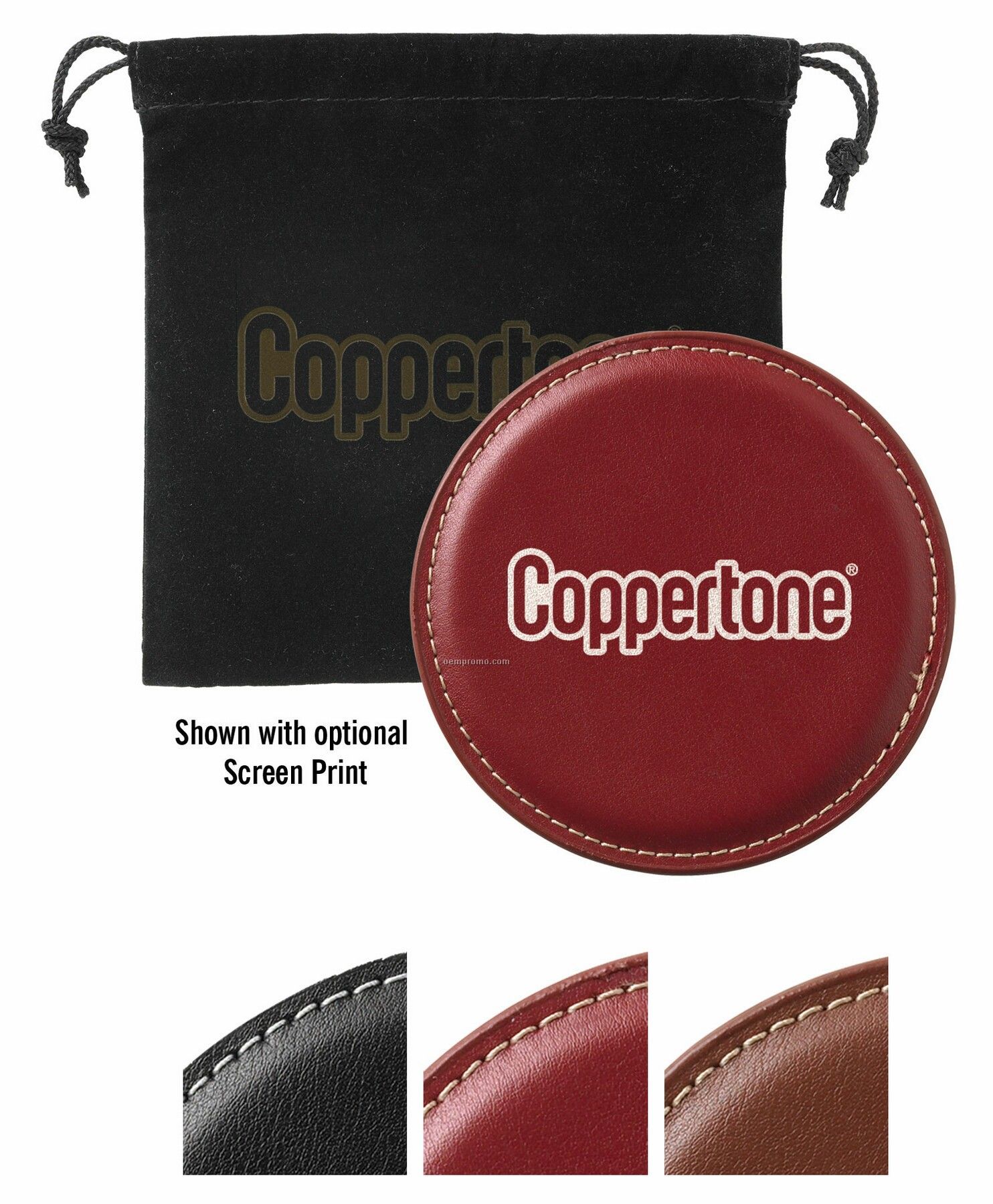 Accent Leather Coaster Set In Velour Pouch