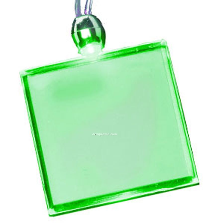 Green Square Light Up Pendant Necklace