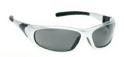 Sports Style Safety Glasses With Gray Anti-fog Lens & Silver Frame