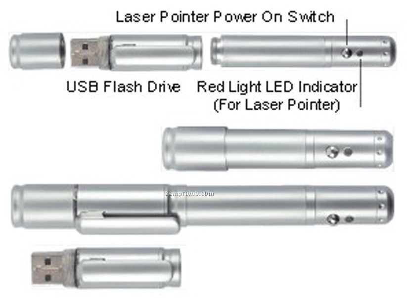 USB Flashdrive W/ Red Laser Pointer / 1 Gb Memory