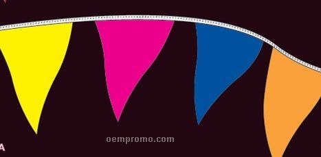 100' Fluorescent Mass Pennants W/ 68 Per String - Red/White/Blue