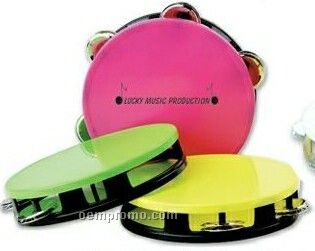Assorted Neon Tops & Black Bases Tambourine (Imprinted)