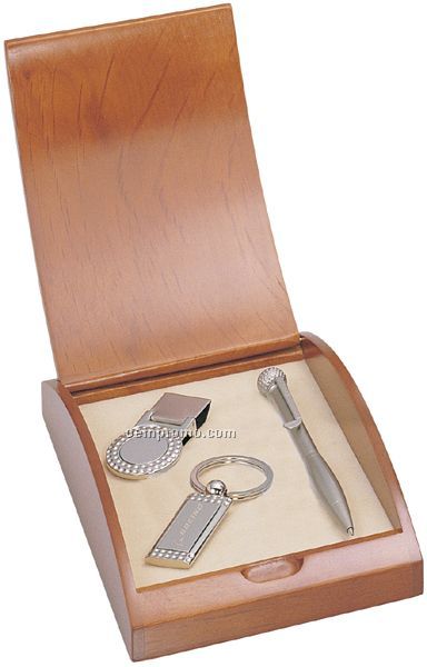 Golfer's Gift Set In Arch Wood Box