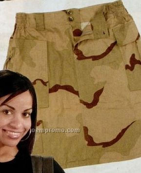Women's Tri-color Desert Beige Camouflage Knee Length Skirt
