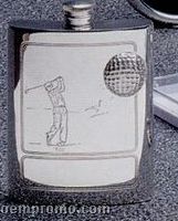 6 Oz. Embossed Flask W/ 3d Golf Ball