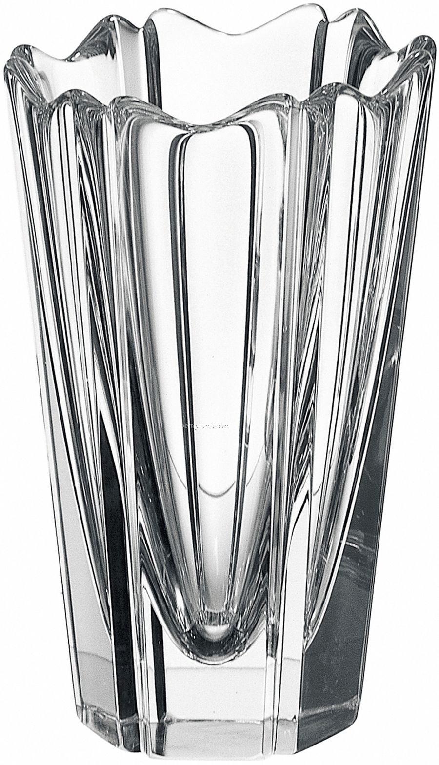 Corona 6 Panel Crystal Vase By Lars Hellsten (7 7/8"X4 3/8")