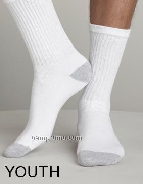 Gildan Boys Crew Socks (Shoe Size: 3-9)