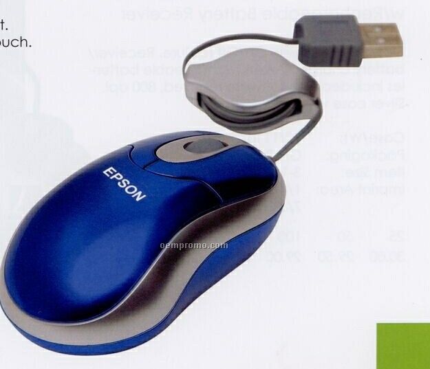 Retractable Optical Mouse With Metallic Blue Case