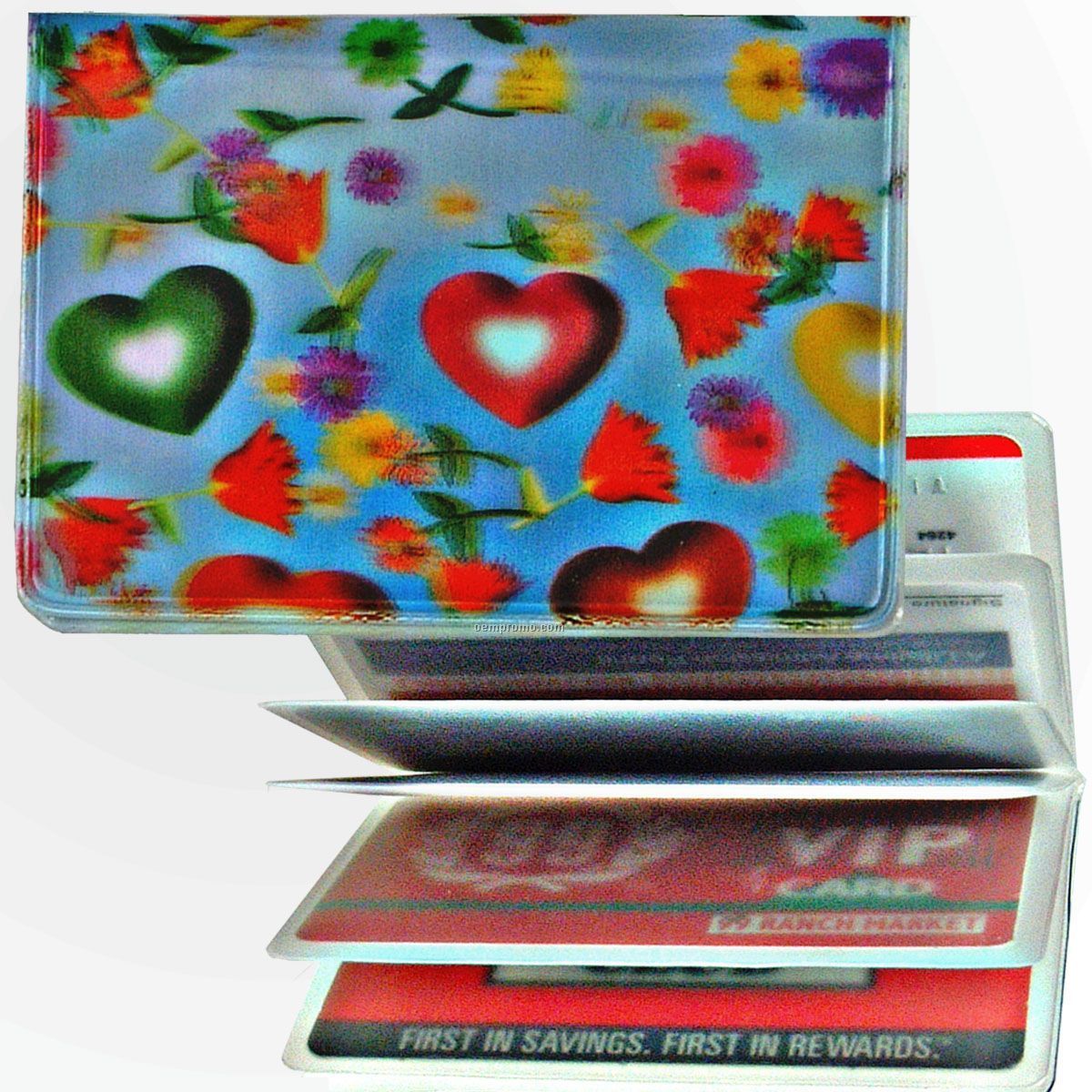 3d Lenticular Id / Credit Card Holder (Hearts & Flowers)