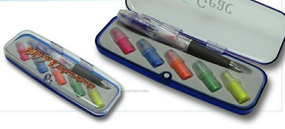 9 In 1 Pen/ Highlighter In A Magnetic Case