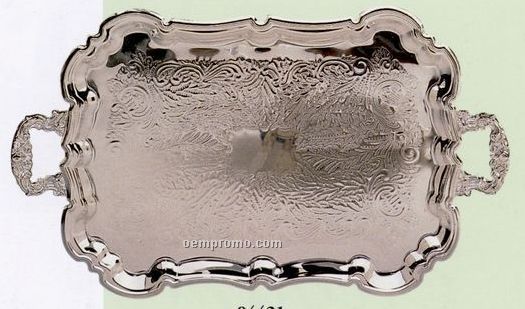 Footed Princess Silver Plated Tray W/ Handle