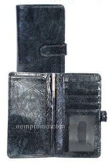 Ladies Tooled Calfskin Wallet Clutch (Black)
