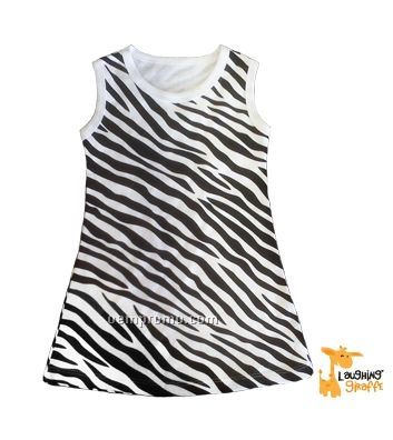 Toddler Sleeveless Dress - Black/White Zebra