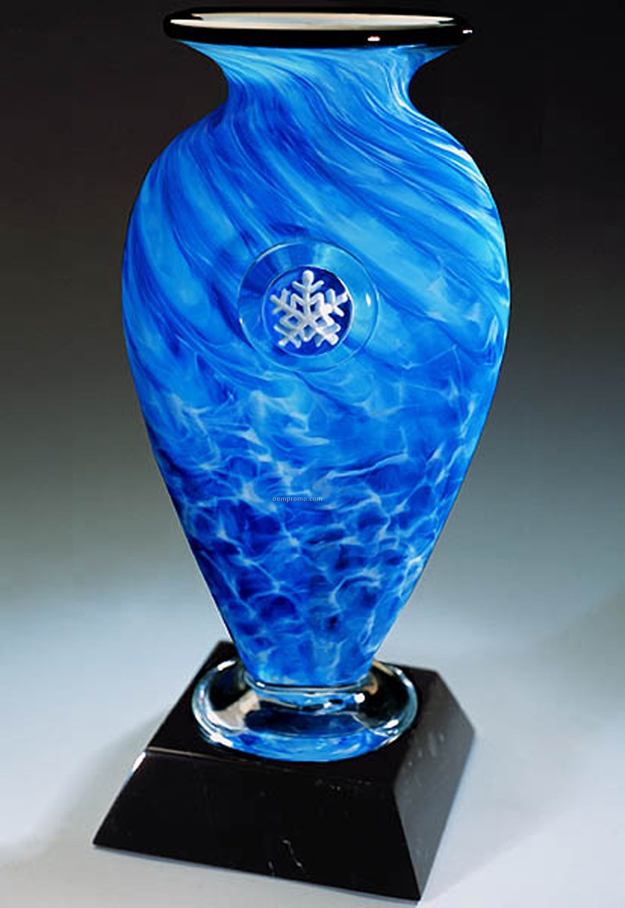 Arctic Pool Snowflake Vase Award W/ Marble Base (3.75