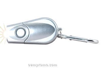 Retractable Silver Flashlight W/ Carabiner Keychain