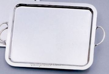 Silver Plated Rectangle Tray W/ Handle (15-1/2"X23-1/2")