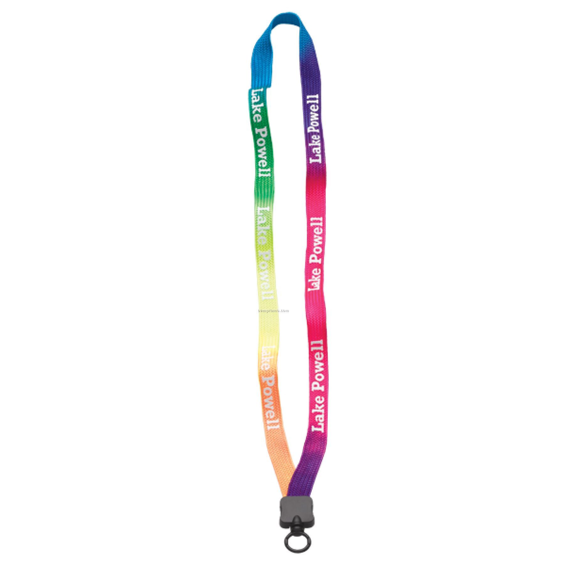 1/2" Tie Dye Lanyard With Plastic Clamshell & O-ring