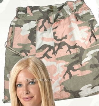 Women's Vintage Subdued Pink Camouflage Knee Length Skirt