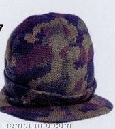 Camouflage Acrylic Winter Knit Hat W/ Cuff & Visor