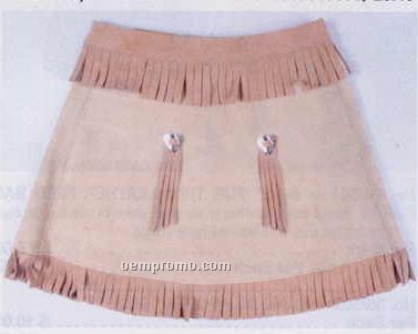 Leather Skirt W/ Fringe & 2 Silver Heart Conchos (Medium)