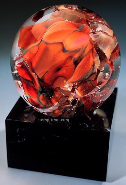 Orange Monarch Sculpture W/ Marble Base