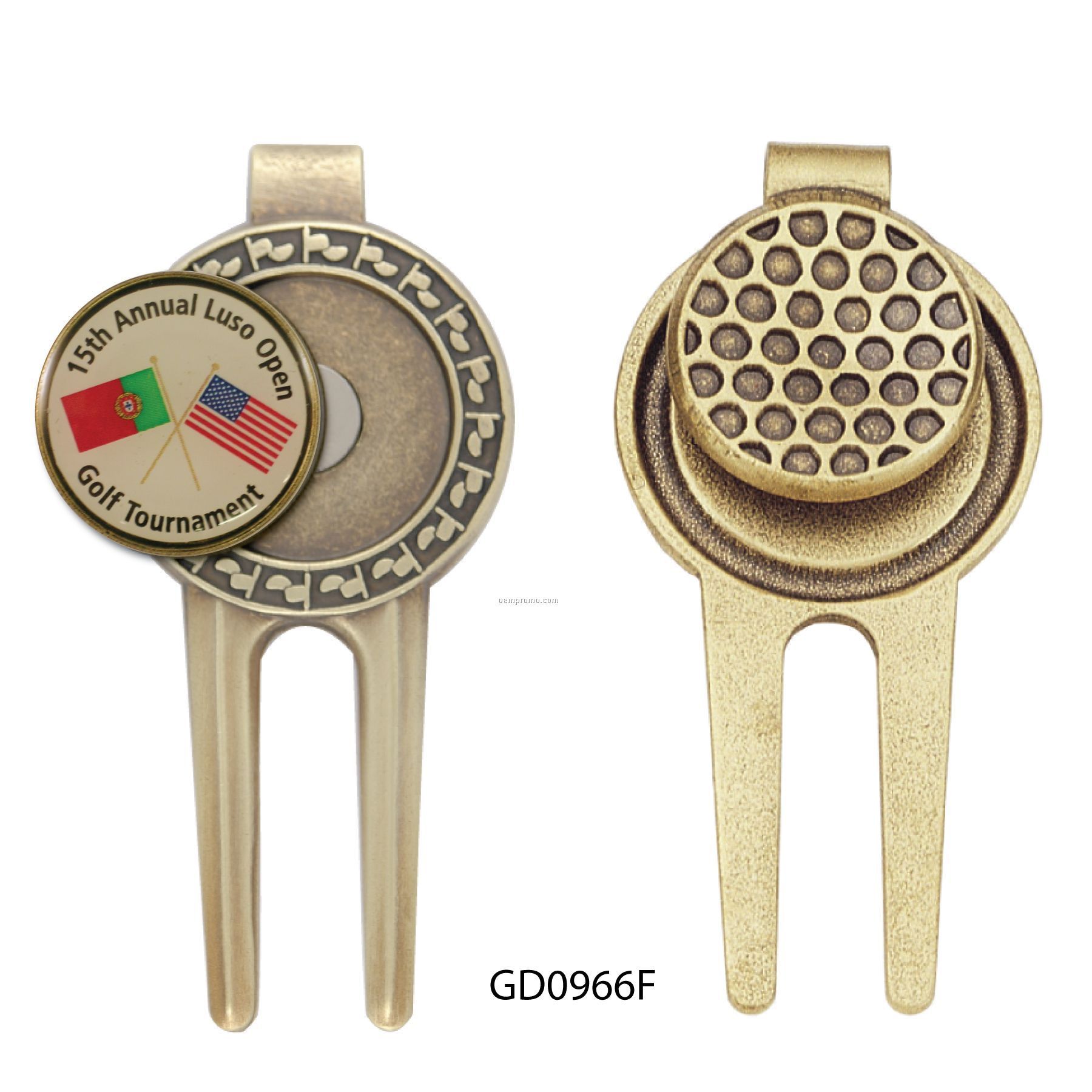 Solid Brass Divot Tool With Magnetic Ball Marker And Ball-shaped Money Clip